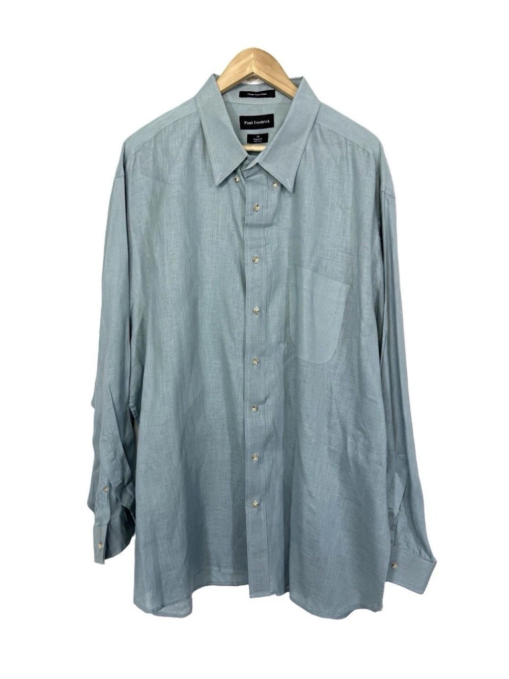 Paul Fredrick 100% Linen Dress Shirt 3XL Blue Timeless Vacation Preppy Dinner